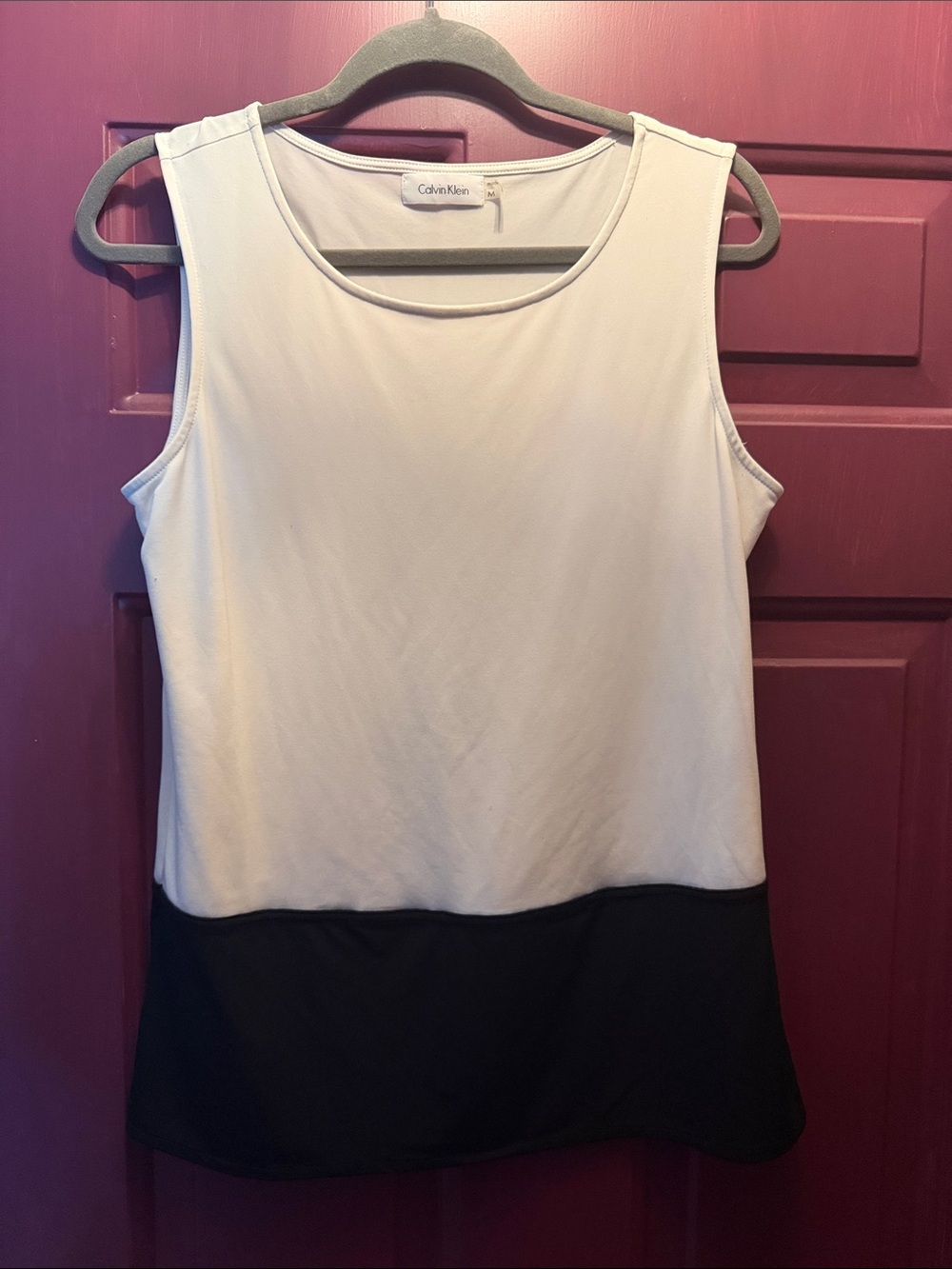 Calvin Klein White and Black Paneled Sleeveless Tank